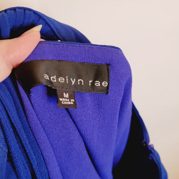 Adelyn Rae Blue Wrap Sleeveless Lattice Back Mini Dress Size Medium - Picture 3 of 11